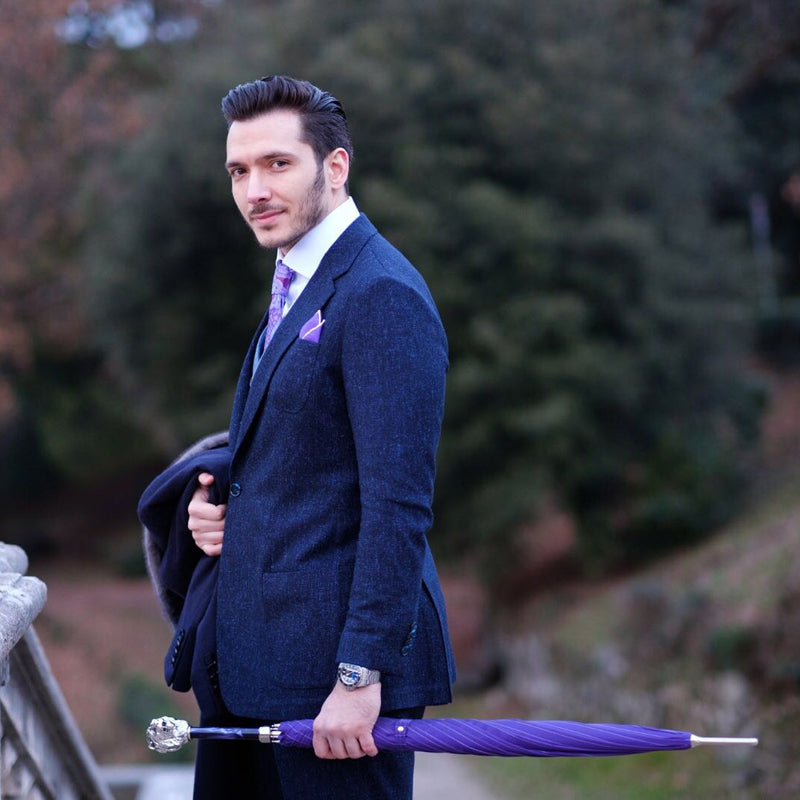 PASOTTI Purple Umbrella with Silver Lion Handle