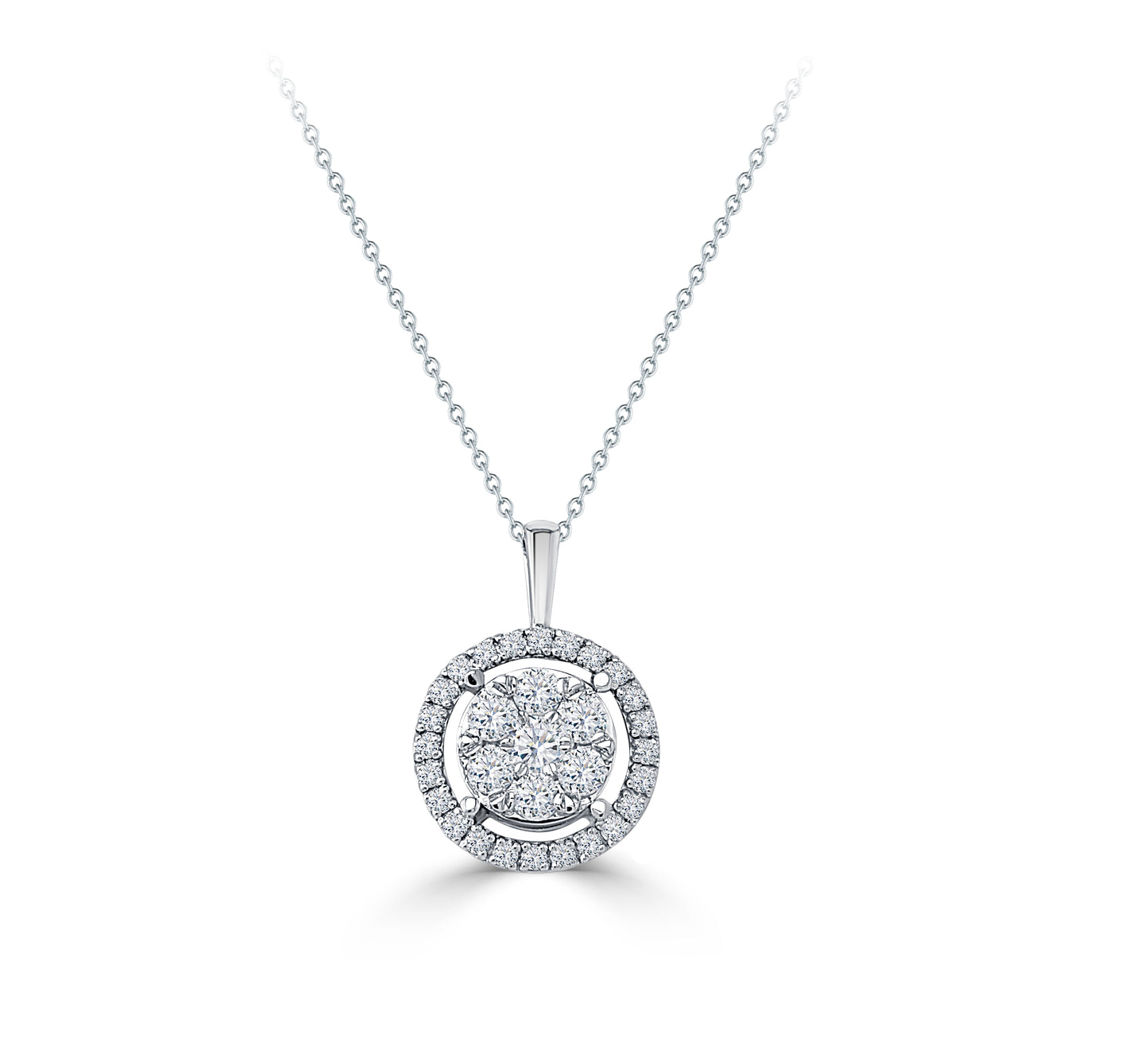 An Elegant LS 18K White Gold Classic Diamond Pendant - 10814PDS