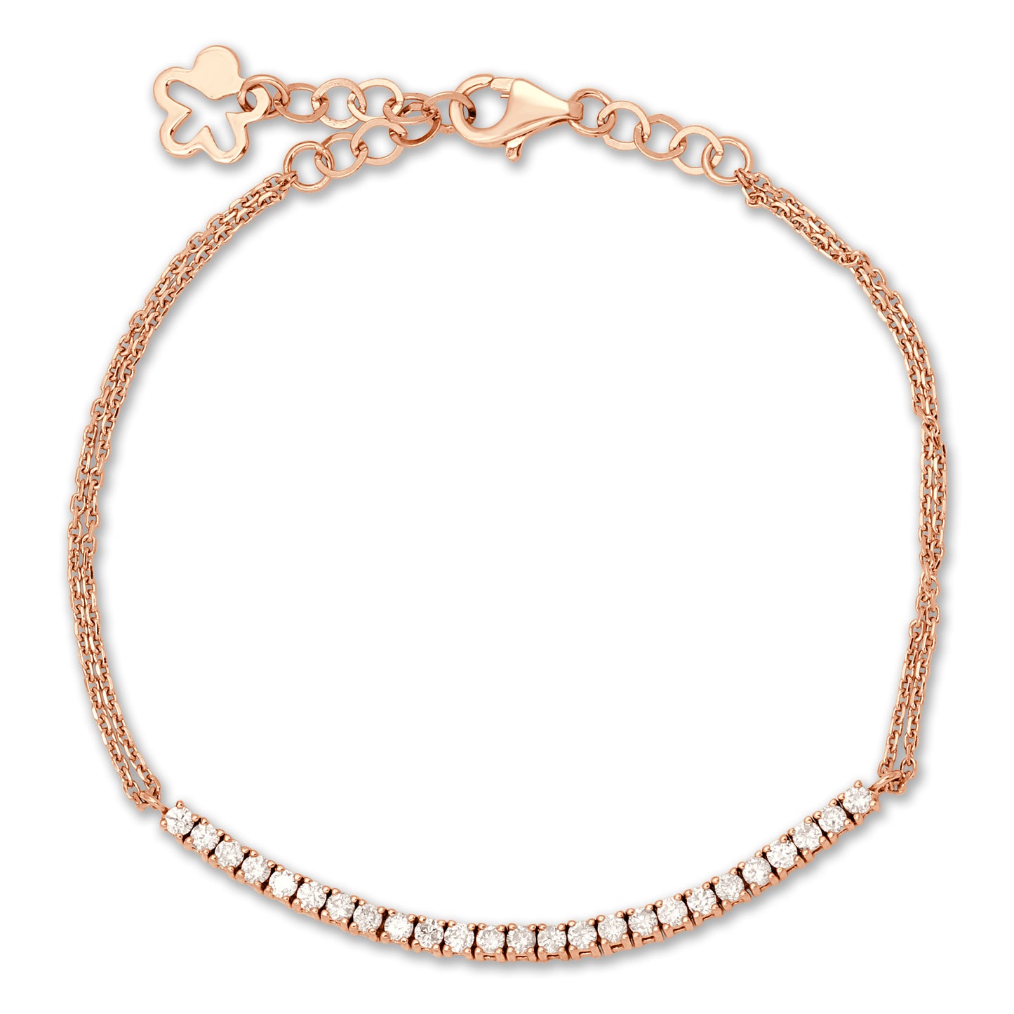 An Elegant LS 18K Rose Gold Half Tennis Diamond Bracelet - 109307B