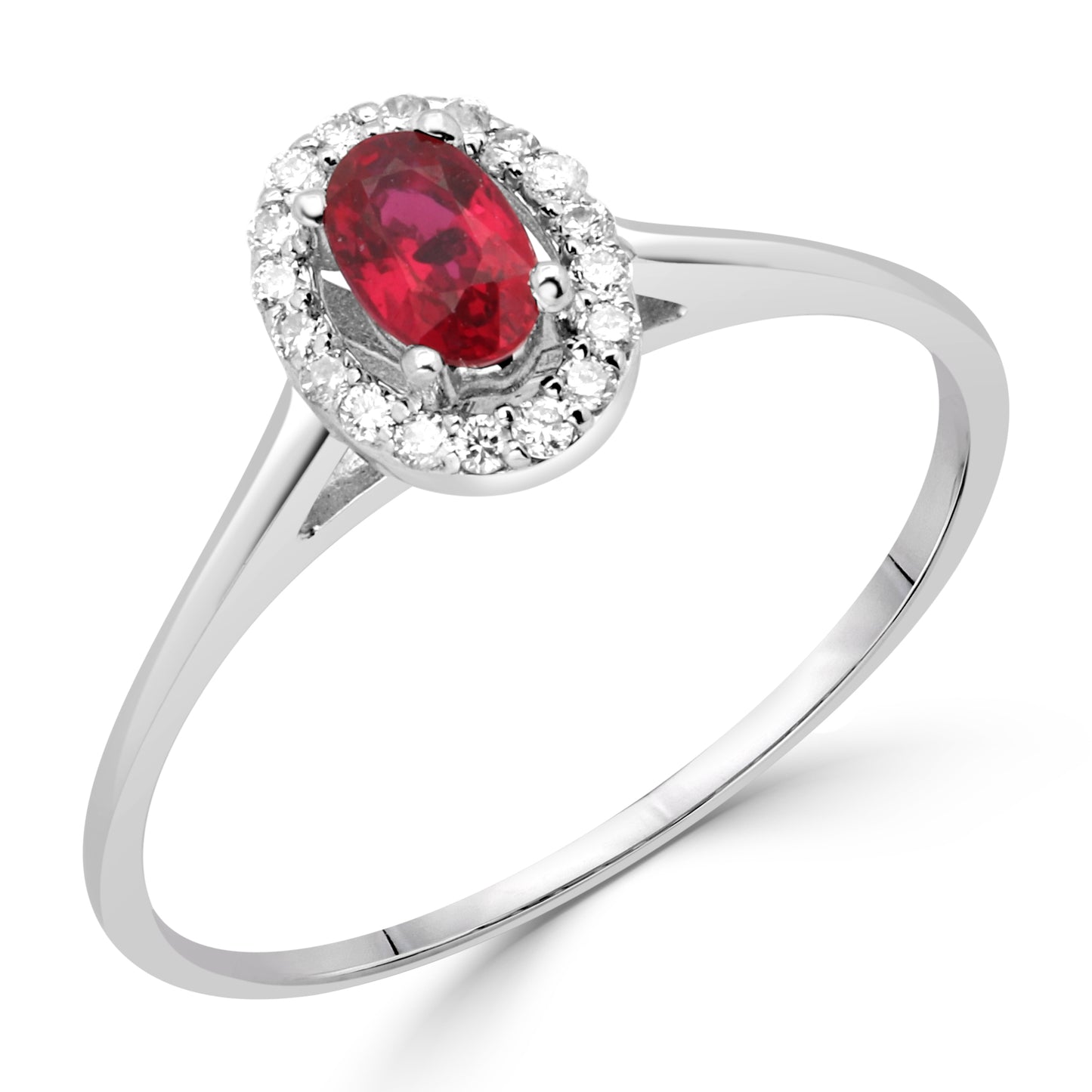 Al Elegant LS 18K White Gold Ring with Ruby and Diamond - 132967R