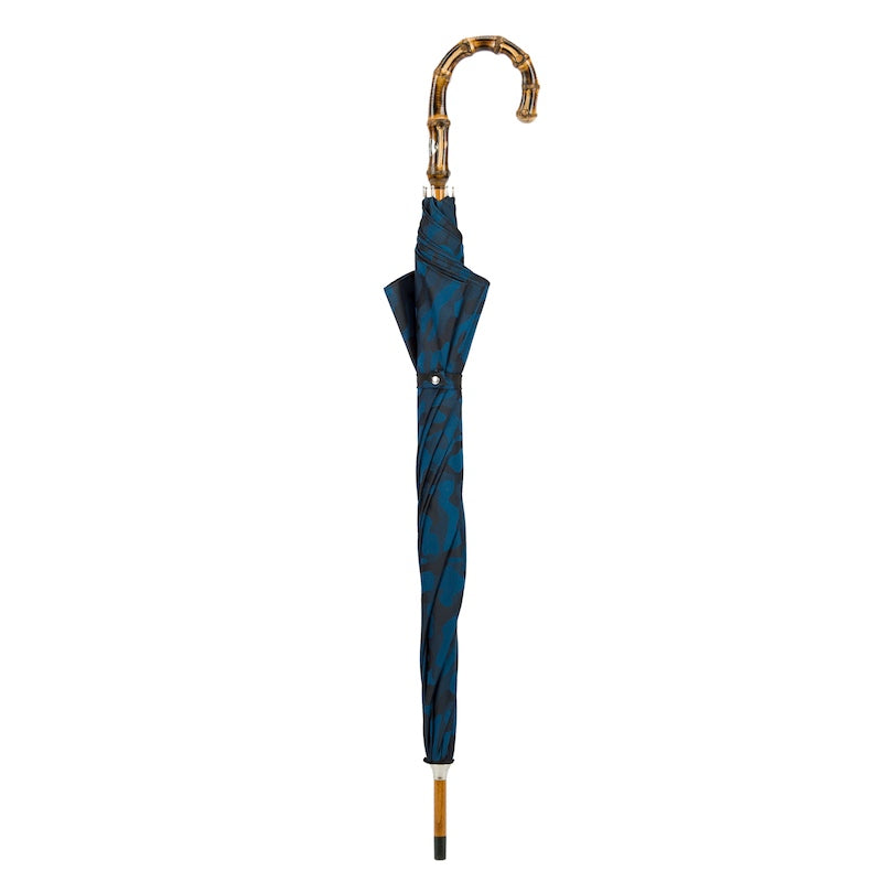 PASOTTI Navy Blue Camouflage Umbrella with Bamboo Handle