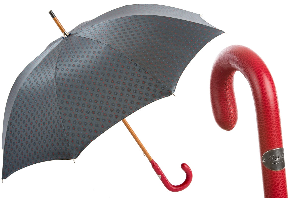 PASOTTI Gentlemen Umbrella with Red Leather Handle