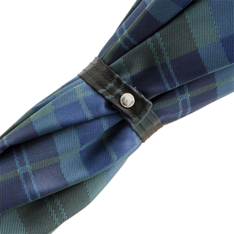 PASOTTI Blue Check Umbrella with Wooden Handle