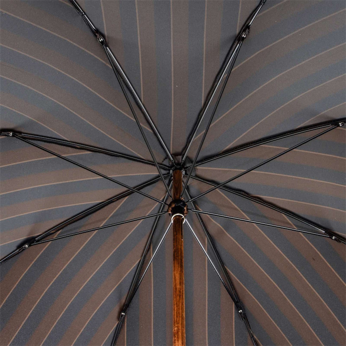 PASOTTI Large Striped Umbrella with Ostrich Leather Handle