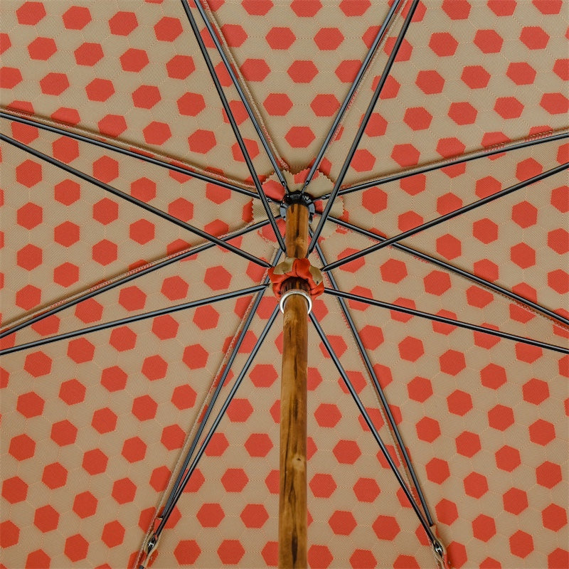 PASOTTI Hexagon Print Fabric Umbrella, Chestnut Handle