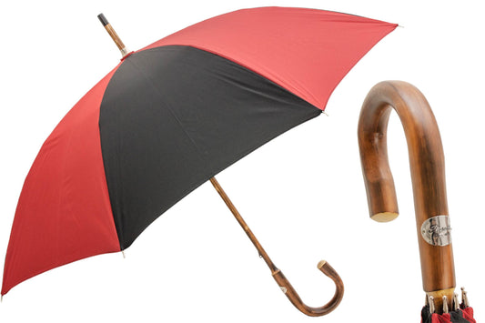 PASOTTI Solid Chestnut Red & Black Umbrella