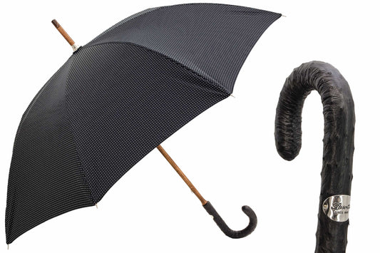 PASOTTI Umbrella Punto Bianco, Ostrich Leather Handle
