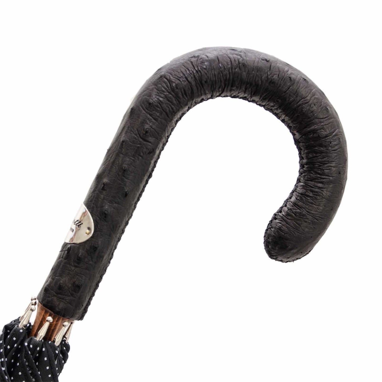PASOTTI Umbrella Punto Bianco, Ostrich Leather Handle
