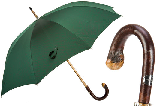 PASOTTI Dark Green Wooden Umbrella with Red Dots