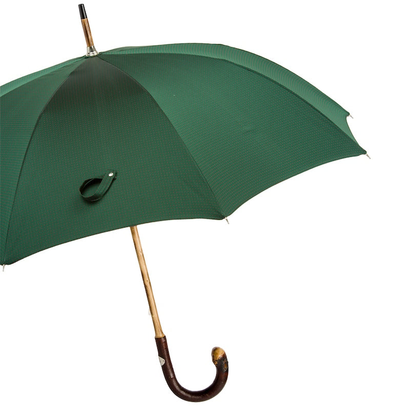 PASOTTI Dark Green Wooden Umbrella with Red Dots