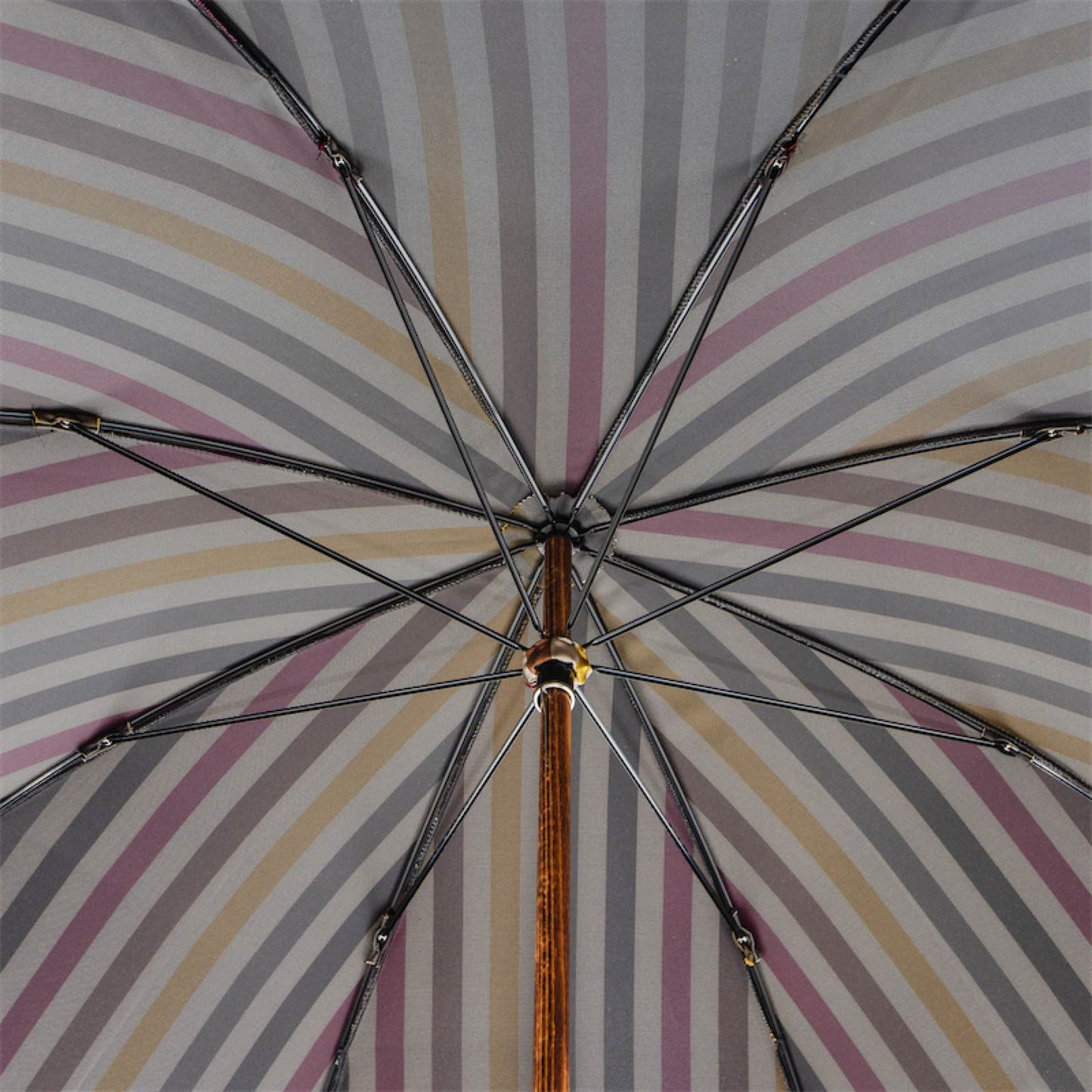 PASOTTI Striped Umbrella with Ostrich Leather Handle
