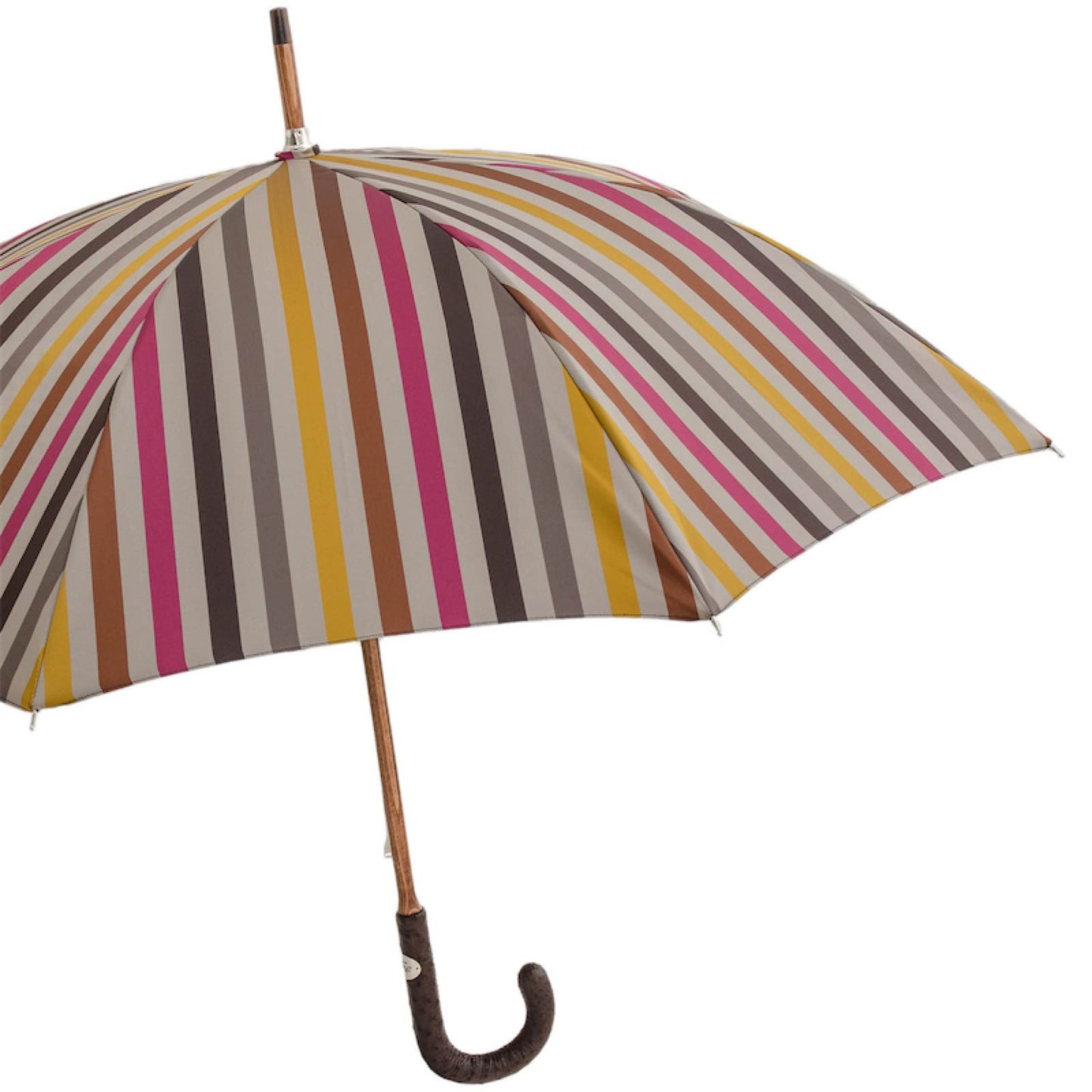 PASOTTI Striped Umbrella with Ostrich Leather Handle