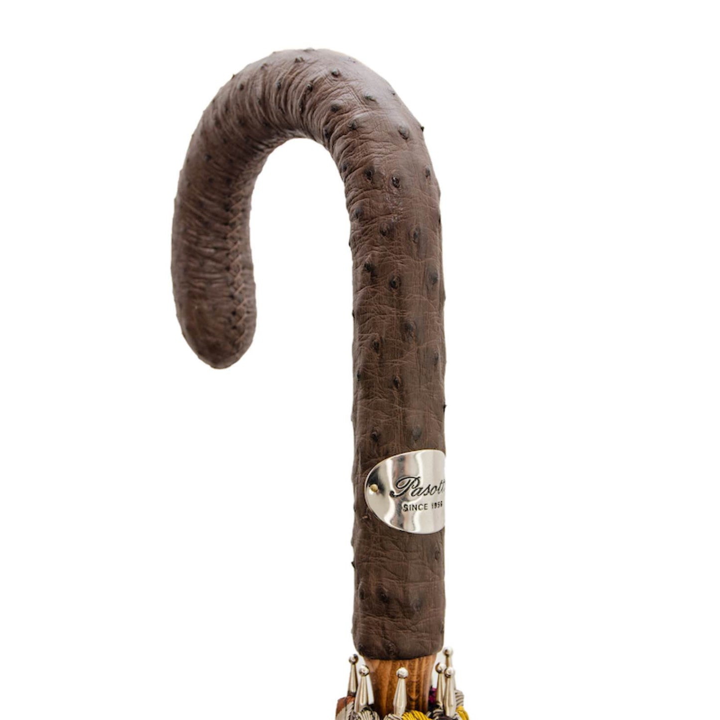 PASOTTI Striped Umbrella with Ostrich Leather Handle