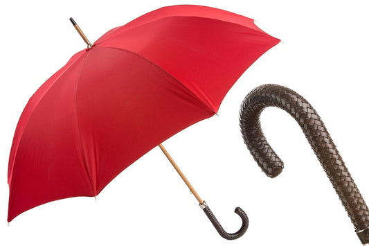 PASOTTI Gent Umbrella with Braided Leather Handle