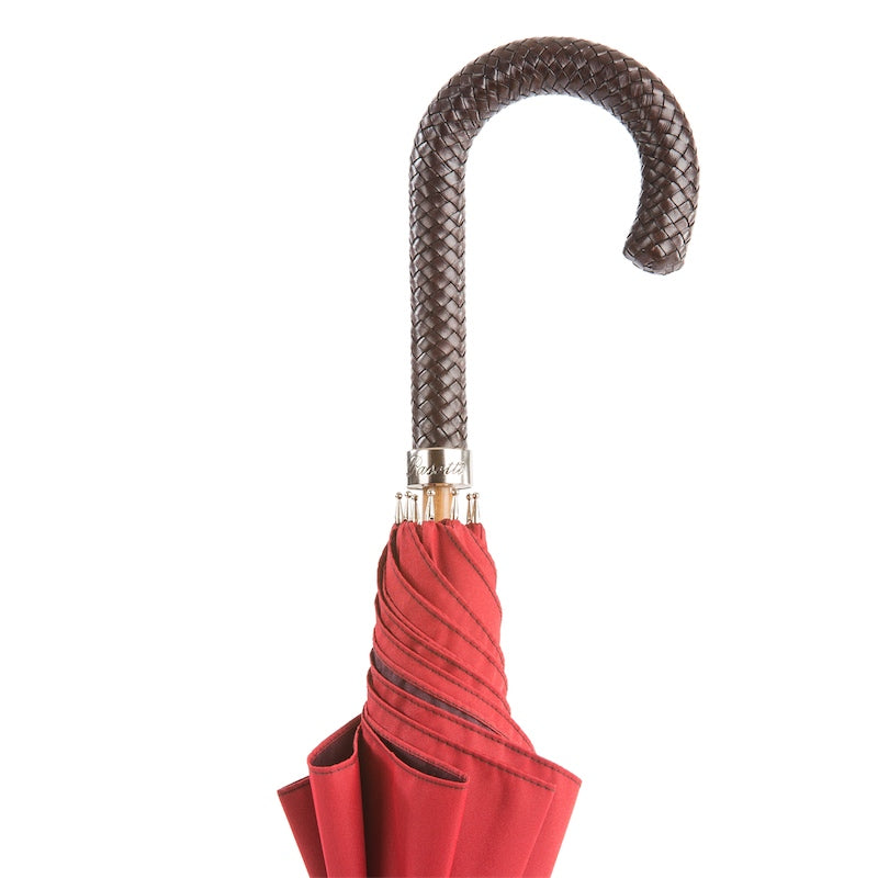 PASOTTI Gent Umbrella with Braided Leather Handle