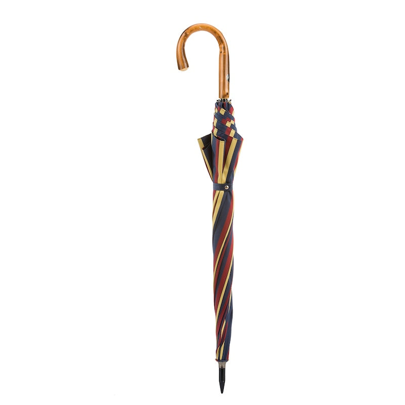 PASOTTI Large Striped Umbrella, Chestnut Handle