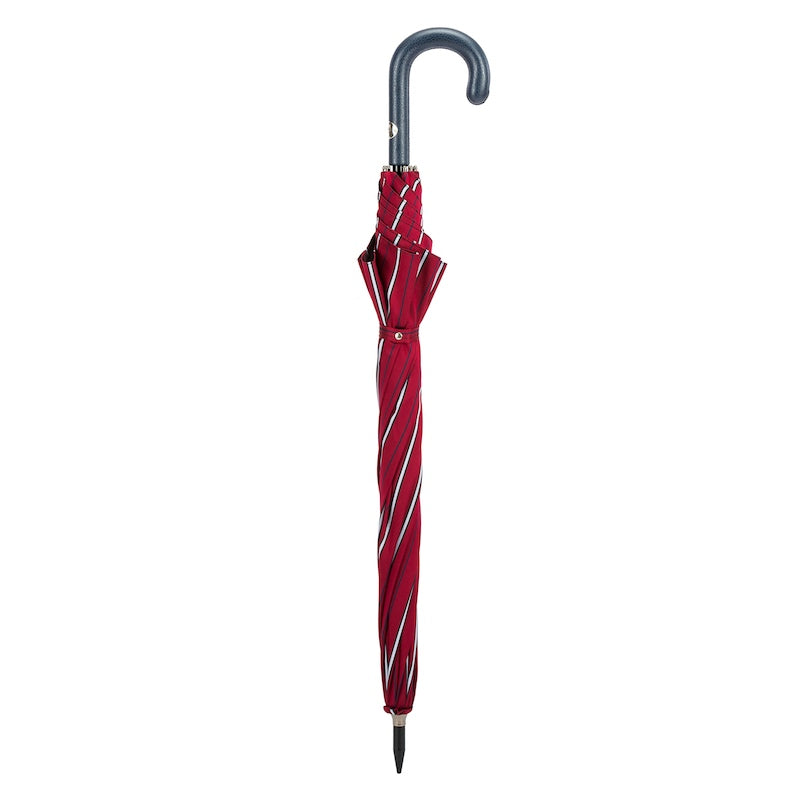 PASOTTI Large Striped Umbrella, Leather Handle