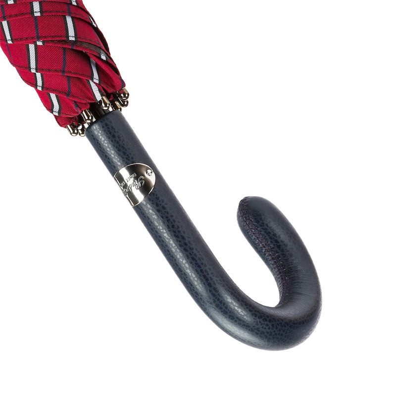 PASOTTI Large Striped Umbrella, Leather Handle