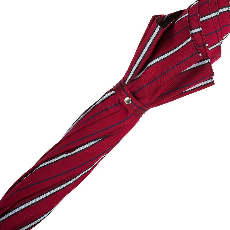 PASOTTI Large Striped Umbrella, Leather Handle