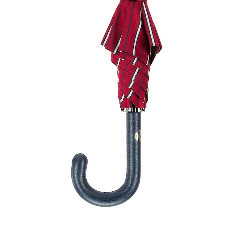 PASOTTI Large Striped Umbrella, Leather Handle