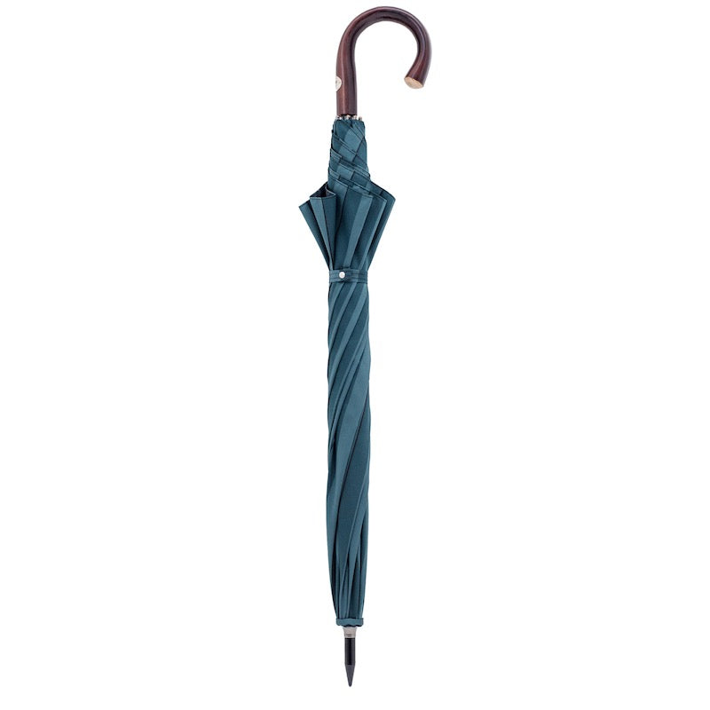 PASOTTI Large Striped Umbrella, Dark Chestnut Handle