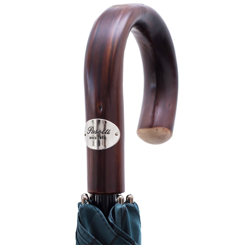 PASOTTI Large Striped Umbrella, Dark Chestnut Handle