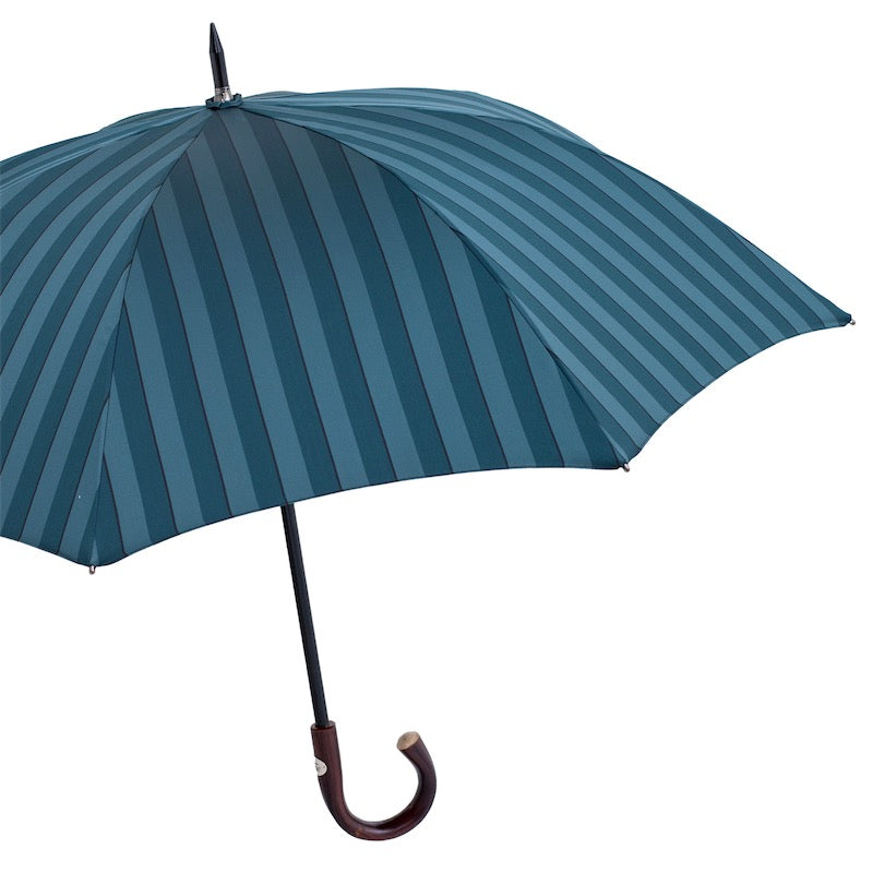 PASOTTI Large Striped Umbrella, Dark Chestnut Handle
