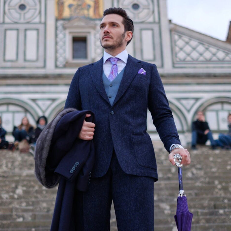 PASOTTI Purple Umbrella with Silver Lion Handle