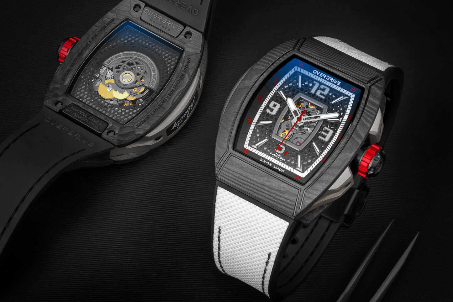 Velocity Ivory White / Red – Overdrive Skeleton Automatic Watch | Titanium & Forged Carbon