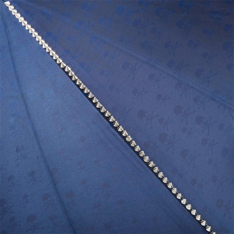 PASOTTI Navy Umbrella with Studs and Silver Skull Handle