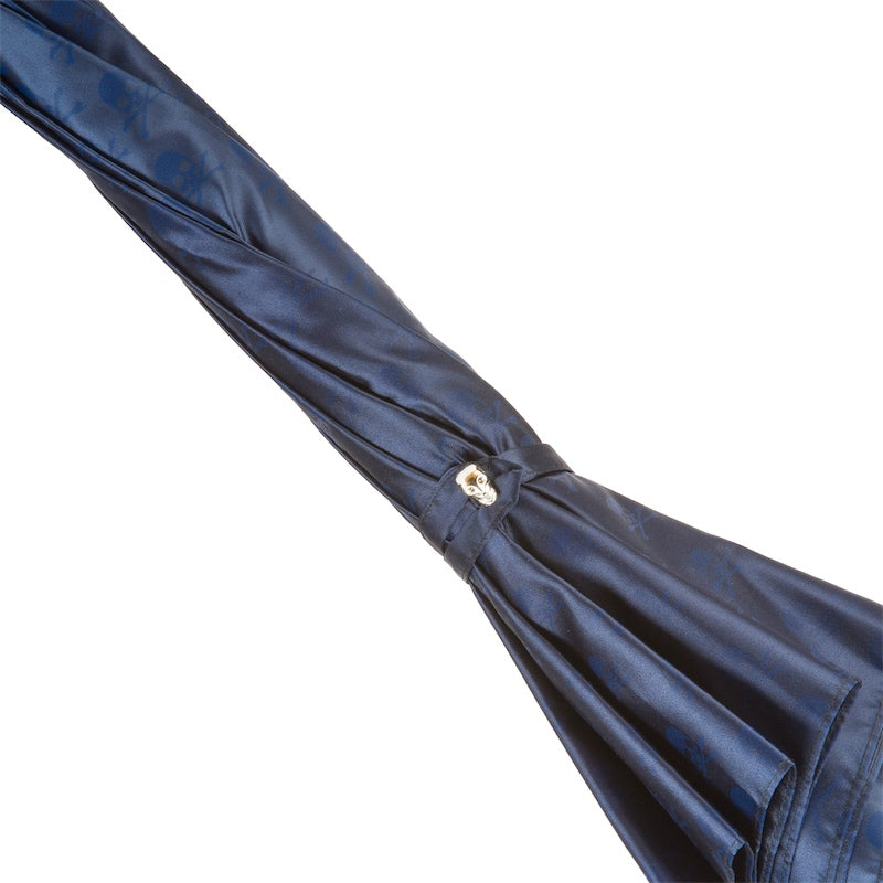 PASOTTI Navy Umbrella with Studs and Silver Skull Handle