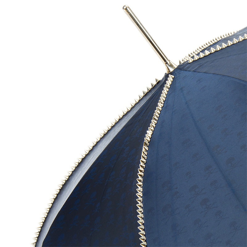 PASOTTI Navy Umbrella with Studs and Silver Skull Handle