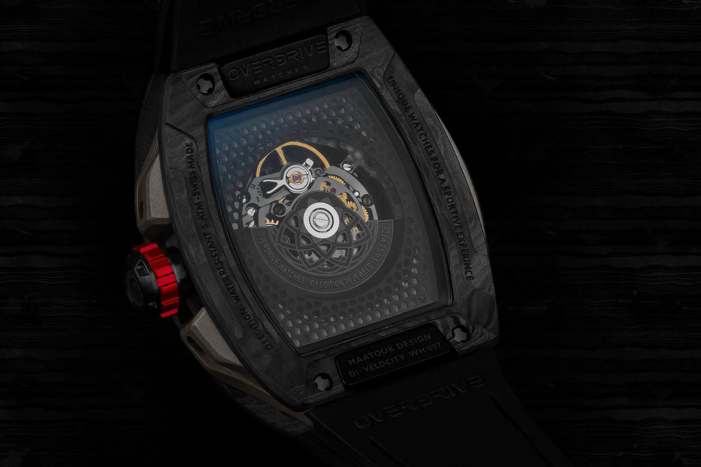 Velocity Ivory White / Red – Overdrive Skeleton Automatic Watch | Titanium & Forged Carbon