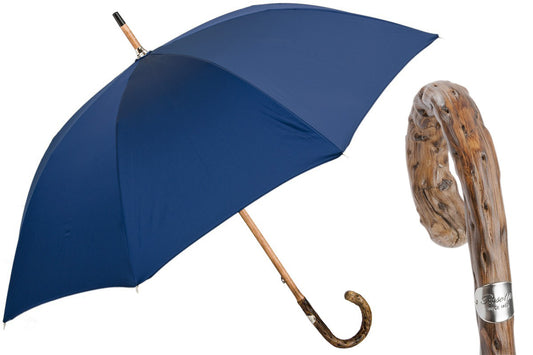 PASOTTI Navy Umbrella with Gorse Wood Handle