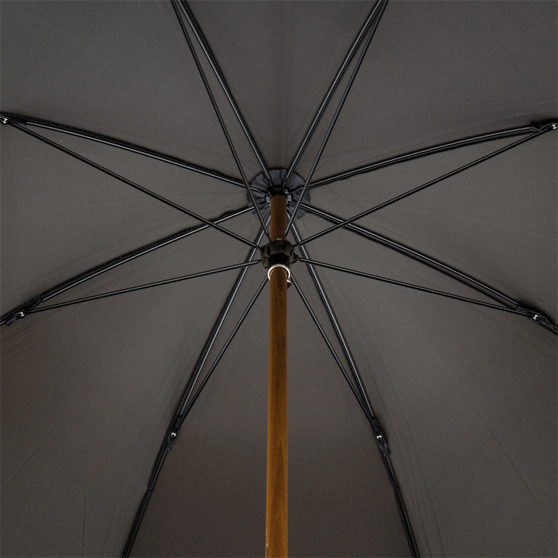 PASOTTI Oxford Black Umbrella with Bamboo Handle