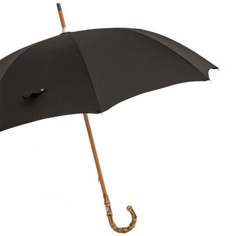 PASOTTI Oxford Black Umbrella with Bamboo Handle
