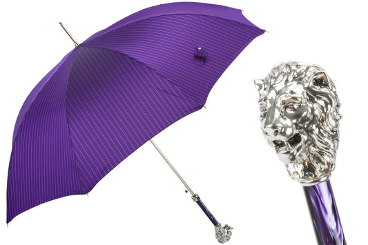 PASOTTI Purple Umbrella with Silver Lion Handle