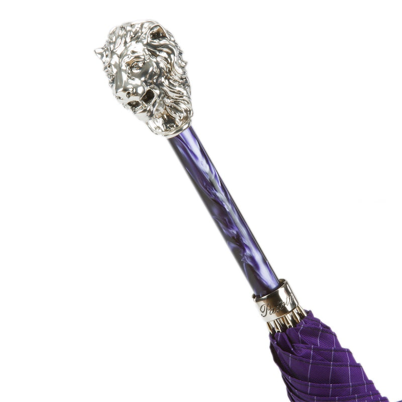PASOTTI Purple Umbrella with Silver Lion Handle