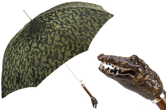 PASOTTI Camouflage Umbrella with Crocodile Handle