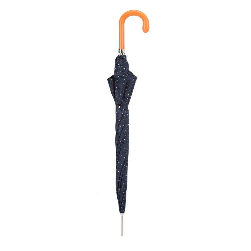 PASOTTI Tie Print Umbrella with Orange Leather Handle