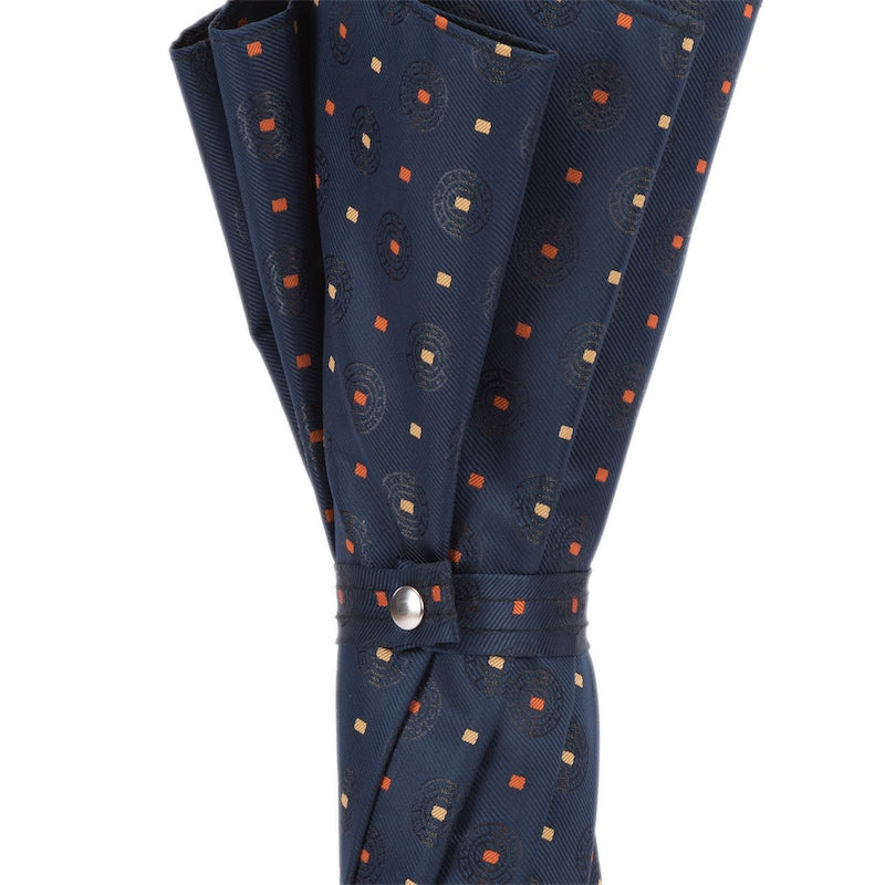 PASOTTI Tie Print Umbrella with Orange Leather Handle