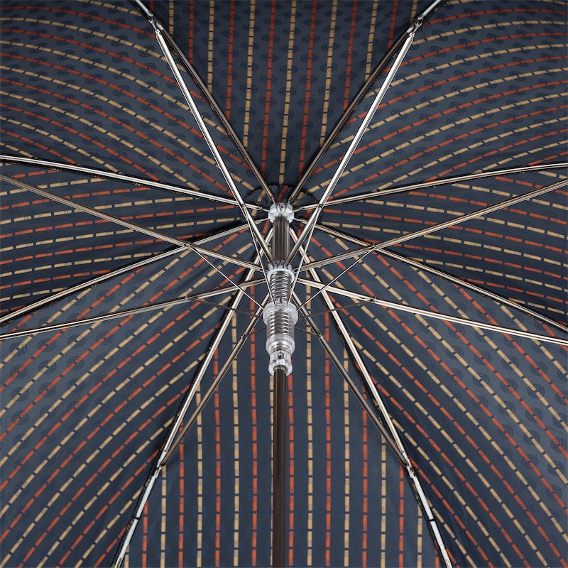 PASOTTI Tie Print Umbrella with Orange Leather Handle