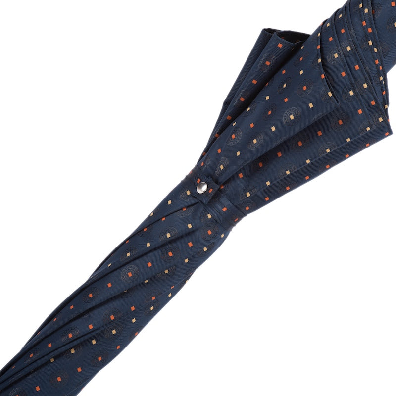 PASOTTI Tie Print Umbrella with Orange Leather Handle