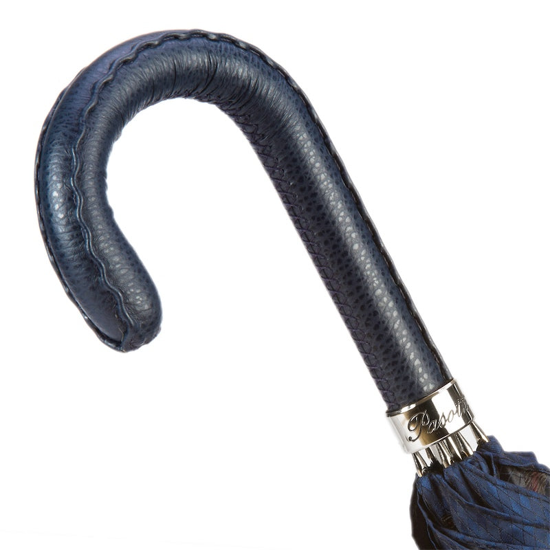 PASOTTI Gents Umbrella with Navy Leather Handle