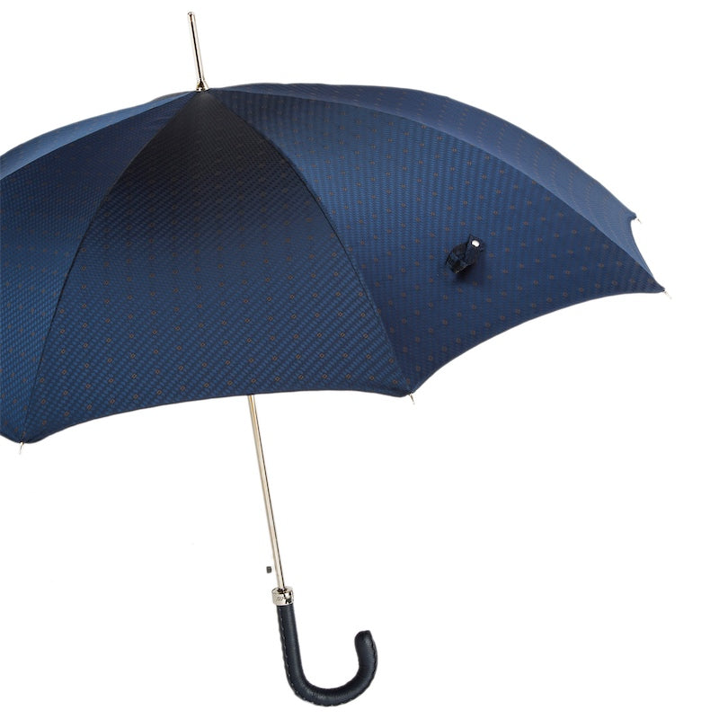 PASOTTI Gents Umbrella with Navy Leather Handle