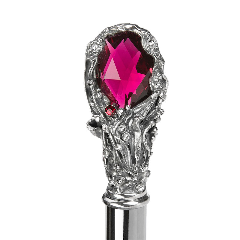 PASOTTI Black Mens Umbrella with Luxury Red Gem Handle