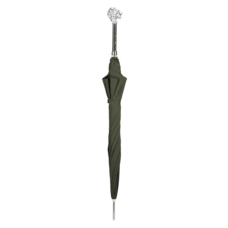 PASOTTI Green Umbrella, Silver Lion Handle