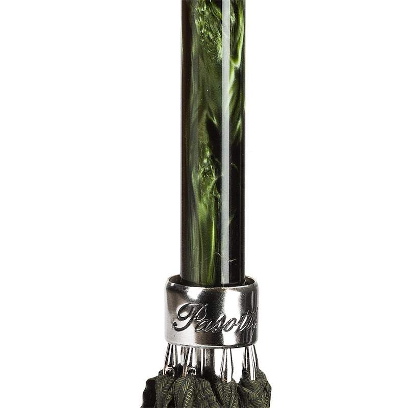 PASOTTI Green Umbrella, Silver Lion Handle