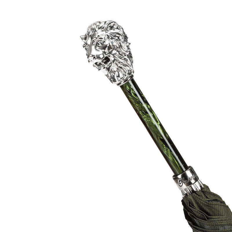 PASOTTI Green Umbrella, Silver Lion Handle