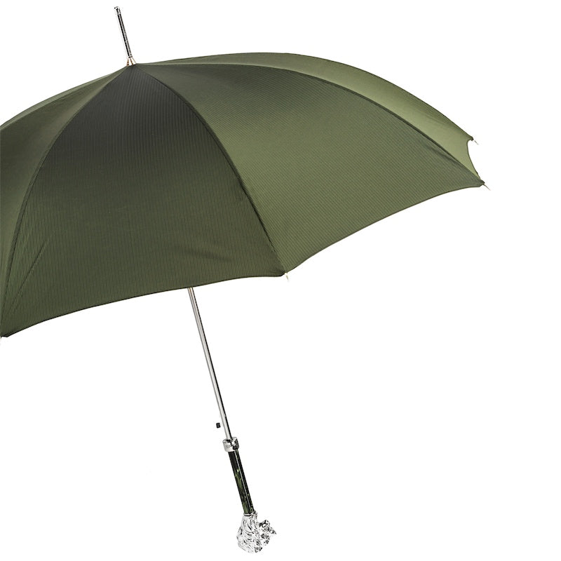 PASOTTI Green Umbrella, Silver Lion Handle